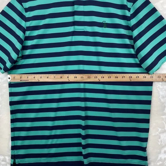 Greyson Polo Shirt Mens Medium Blue Green Striped Performance Stretch Golf * - Picture 7 of 13